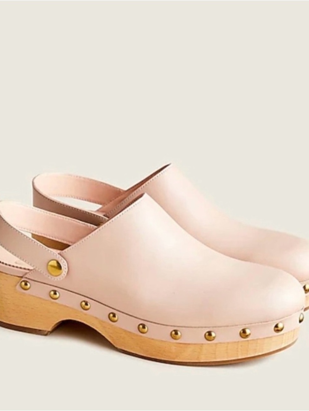 J. Crew Ecru Blush Cream Leather Studded Convertible Clog Mules 6.5